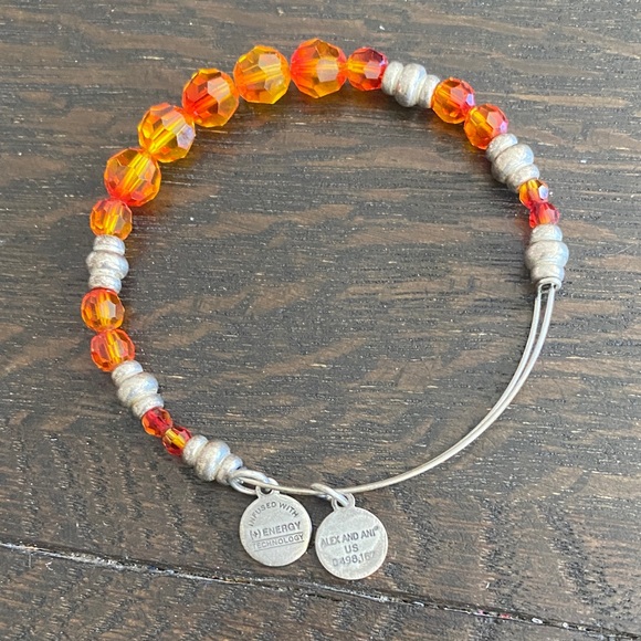 Alex and Ani Fiery Orange and Silver Bracelet - Picture 1 of 2